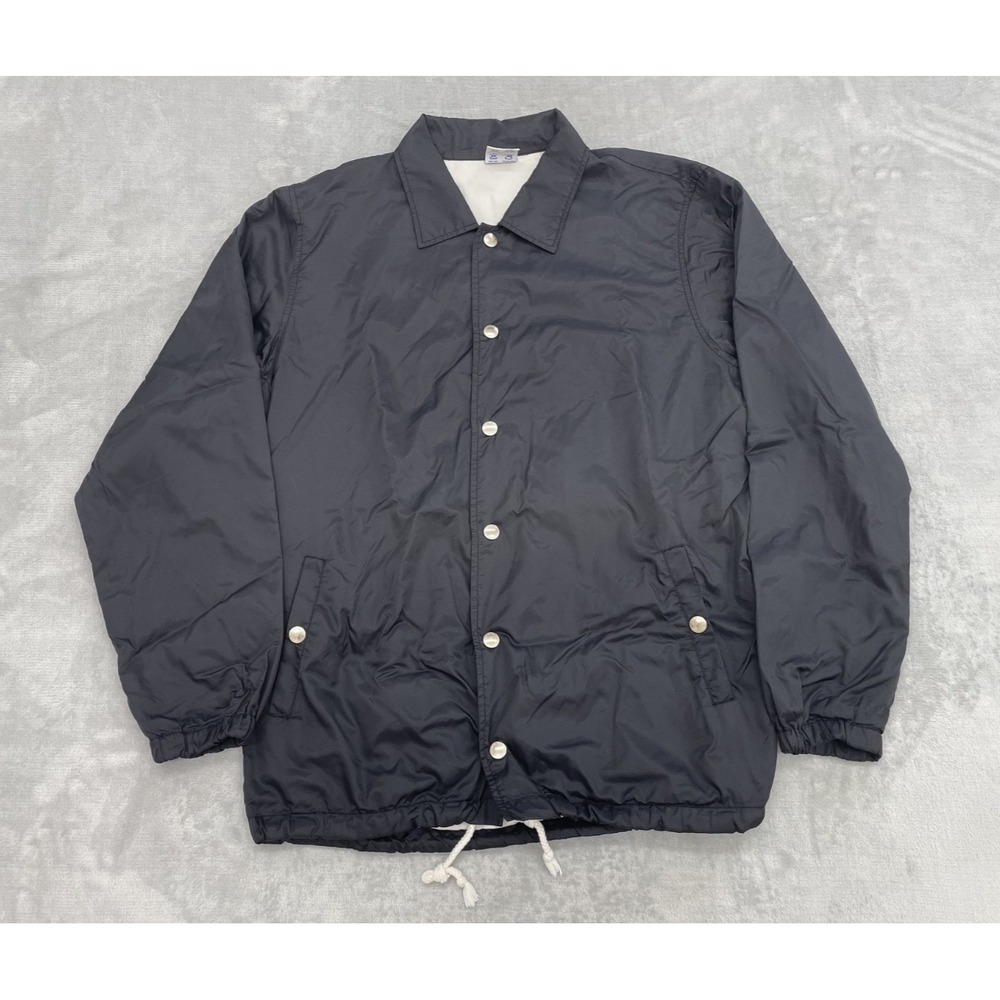 UNDEFEATED Coach Jacket Men's Black Snap Button Nylon Windbreaker